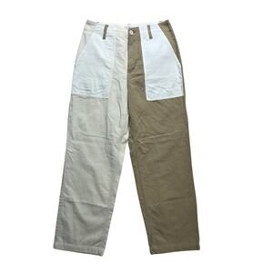 Brixton Color Block Corduroy Pants Womens Size 28 Beige Tan Cream Cropped